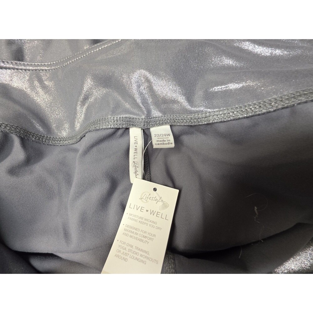 NWT Cato Live Well Lifestyle Silver Metallic Leggings Plus Size 22/24 - Picture 4 of 11